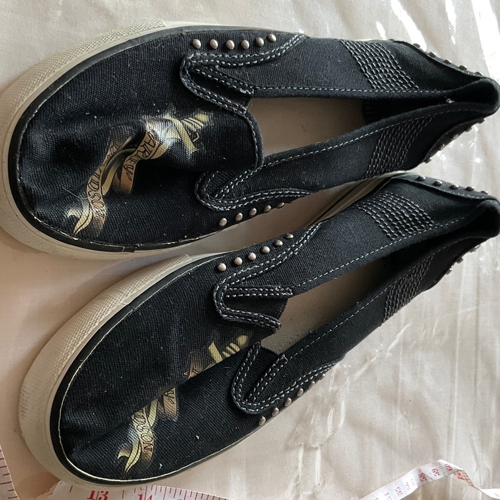 Harley-Davidson Black Slip-On Sneakers with Studs